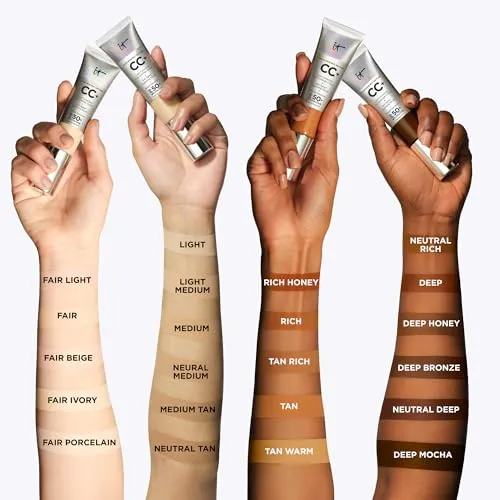 IT Cosmetics Your Skin But Better CC  Cream - Color Correcting Cream, Full-Coverage Foundation, Hydrating Serum & SPF 50  Sunscreen - Natural Finish - 1.08 fl oz