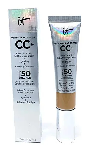 IT Cosmetics Your Skin But Better CC  Cream, Neutral Medium (N) - Color Correcting Cream, Full-Coverage Foundation, Hydrating Serum & SPF 50  Sunscreen - Natural Finish - 1.08 fl oz