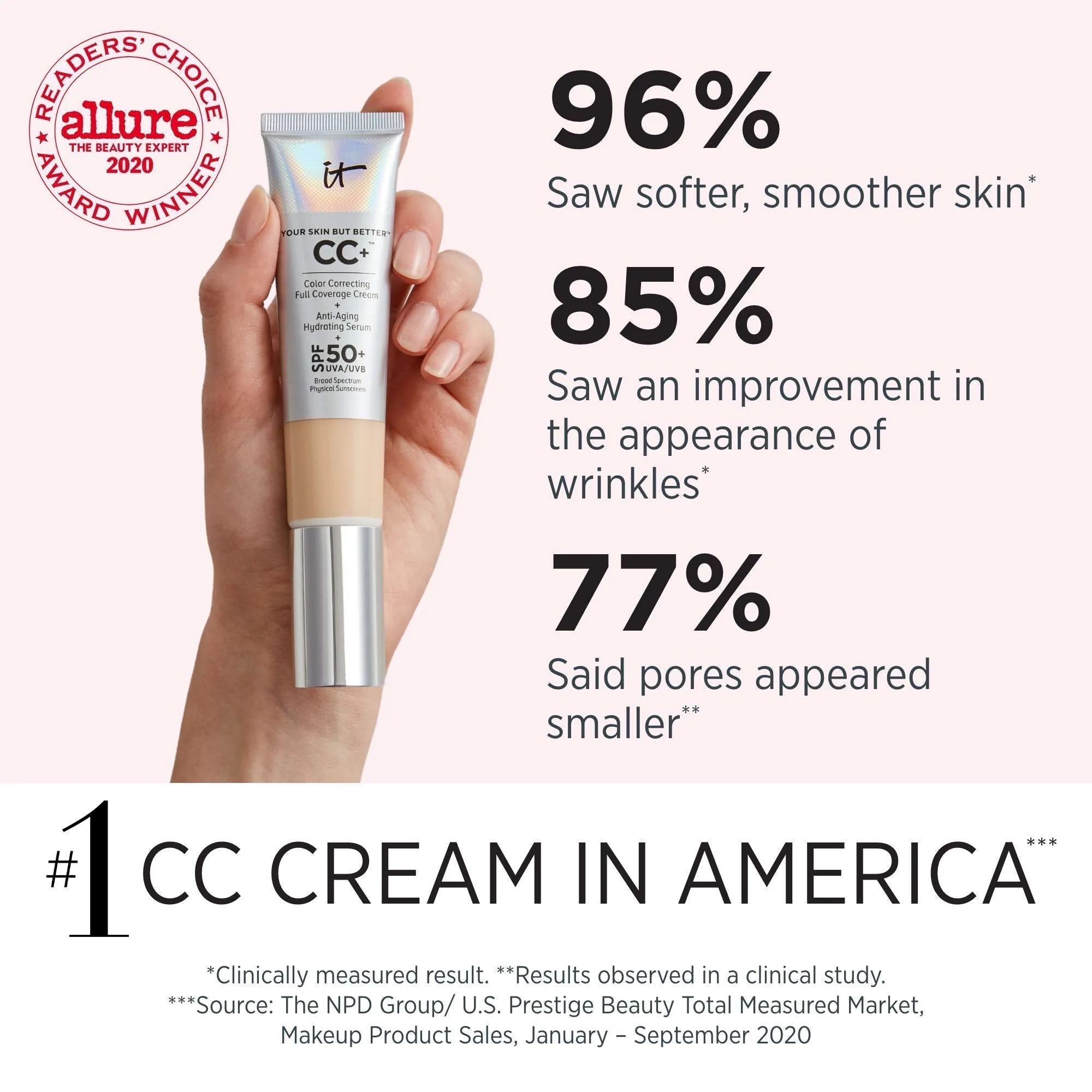 IT Cosmetics Your Skin But Better CC  Cream, Neutral Medium (N) - Color Correcting Cream, Full-Coverage Foundation, Hydrating Serum & SPF 50  Sunscreen - Natural Finish - 1.08 fl oz