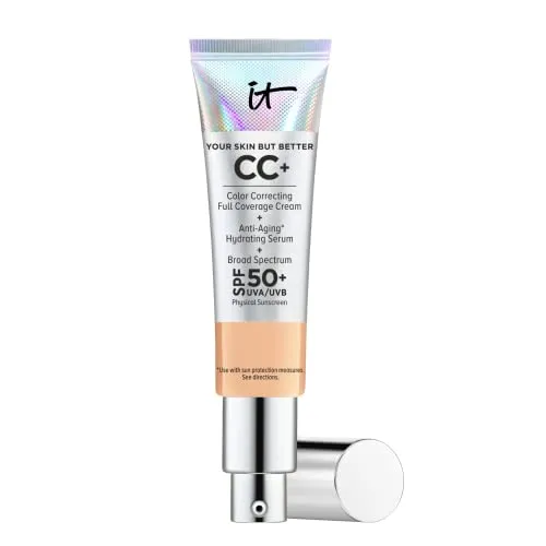 IT Cosmetics Your Skin But Better CC  Cream, Neutral Medium (N) - Color Correcting Cream, Full-Coverage Foundation, Hydrating Serum & SPF 50  Sunscreen - Natural Finish - 1.08 fl oz