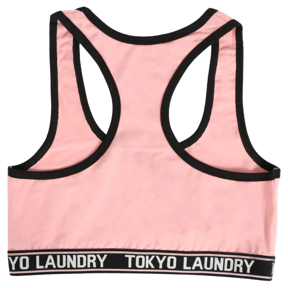 Peppa (2 Pack) Racer Back Sports Bra Top in Blush / Grey Space Dye - Tokyo Laundry